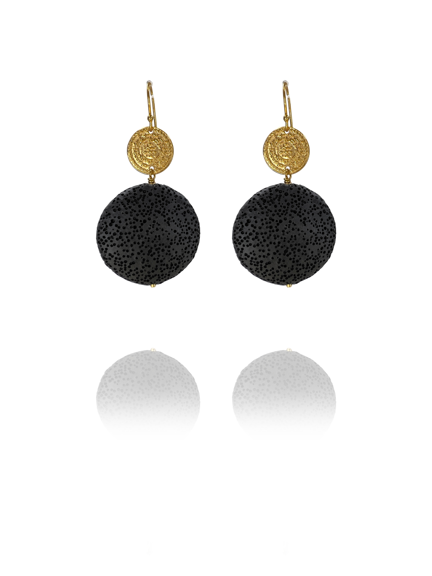 Coin lava earrings silver vermeil