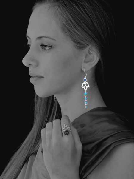 Alina Blossom lapis and turquoise earrings