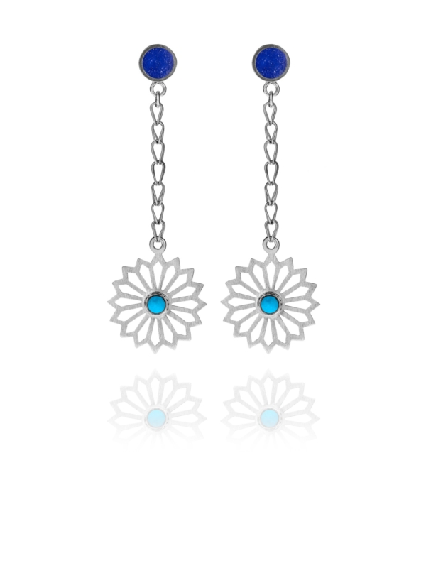 Alina Flower lapis and turquoise earrings