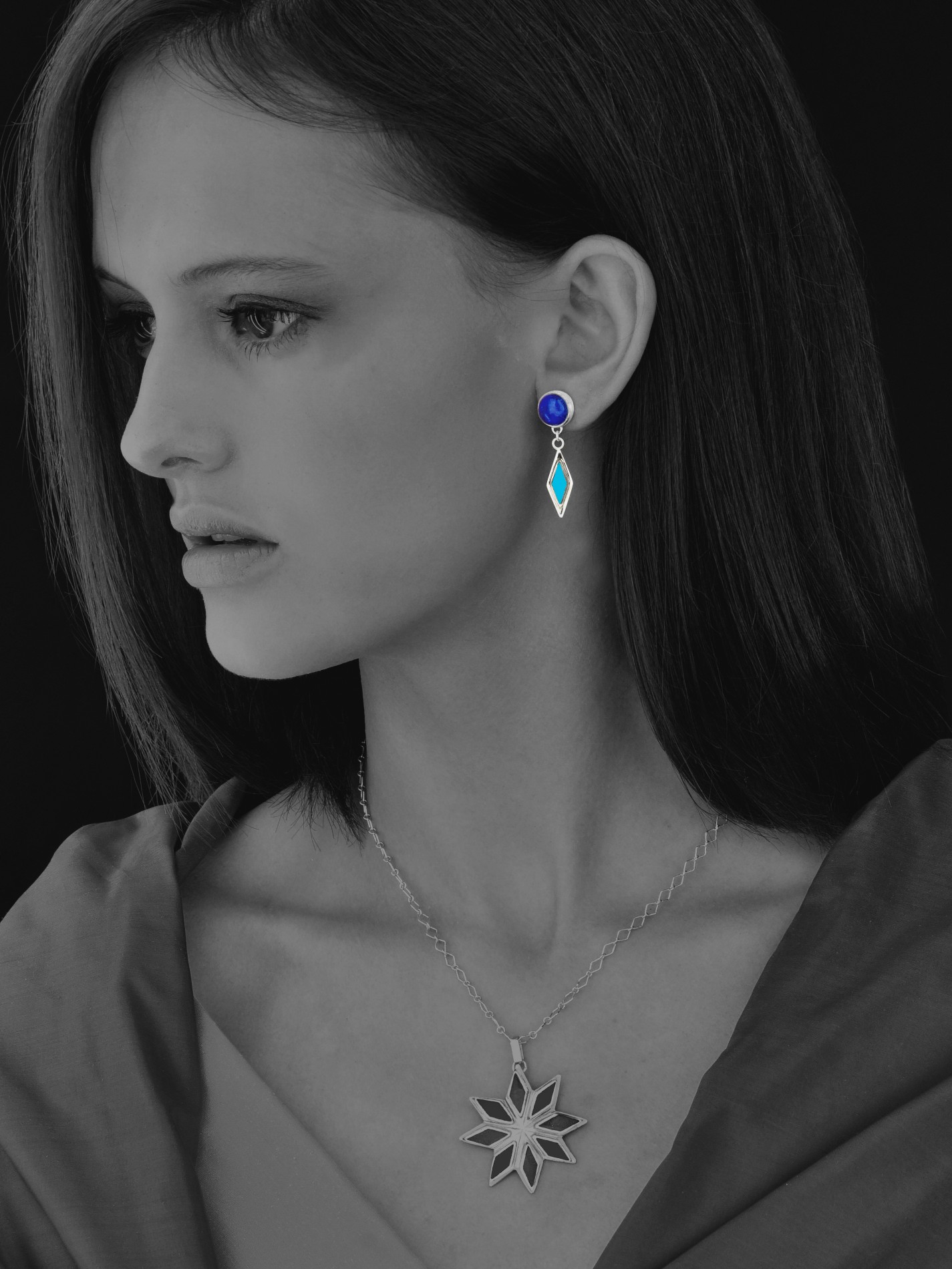 Alina star earrings silver lapis
