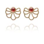 Assyrian Flower earrings silver vermeil carnelian