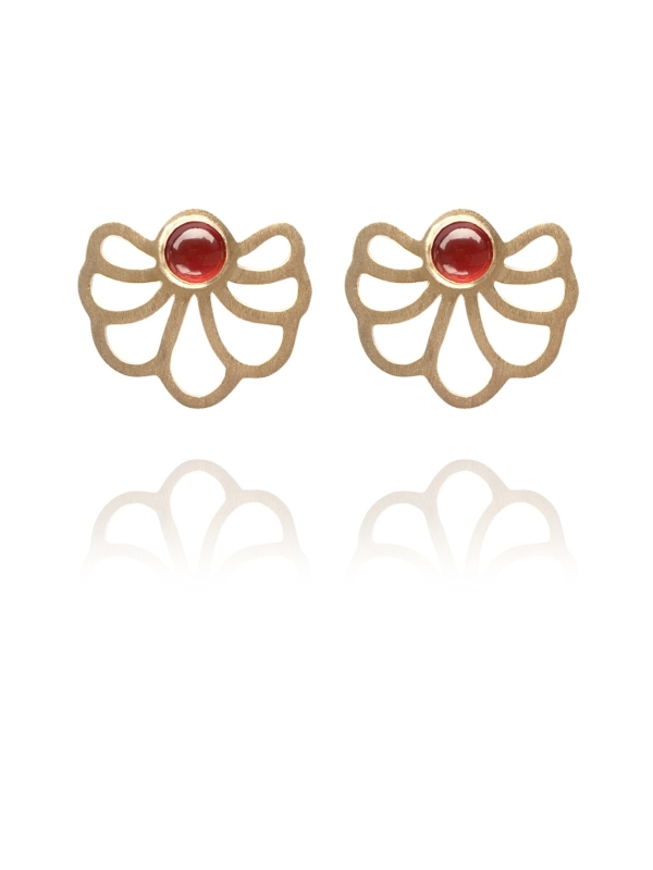 Assyrian Flower carnelian vermeil earrings