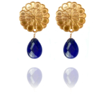 Assyrian Flower lapis vermeil earrings L