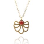 Assyrian Flower necklace silver vermeil carnelian 87212 1
