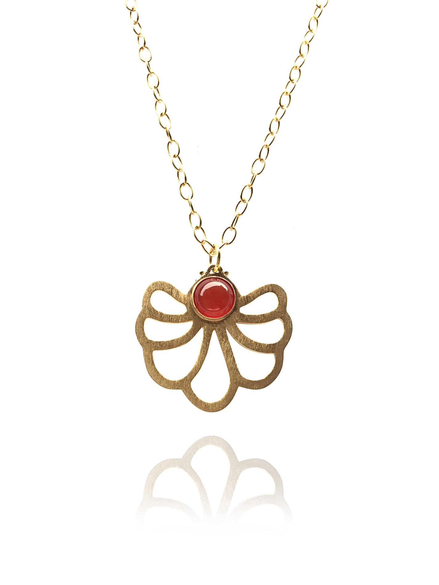 Assyrian Flower necklace silver vermeil carnelian 87212 1