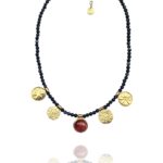 Assyrian Flowers necklace silver vermeil agate carnelian 87217 1