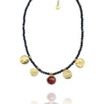 Assyrian Flowers necklace silver vermeil agate carnelian 87217 1