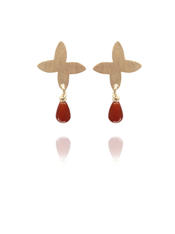 Assyrian Petal carnelian vermeil earrings
