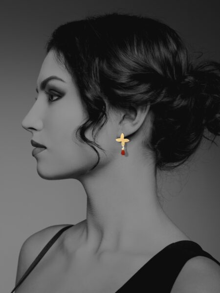 Assyrian Petal carnelian vermeil earrings