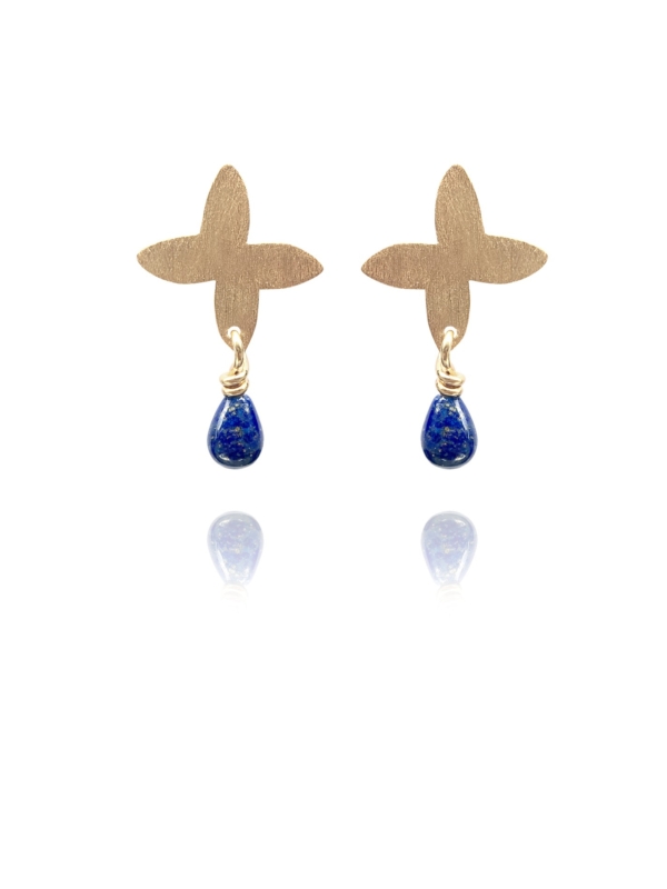 Assyrian Petal lapis vermeil earrings