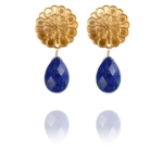 Assyrian flower lapis vermeil earrings G