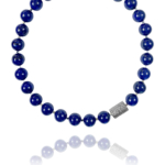 Bead necklace silver round lapis