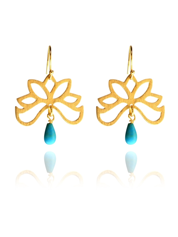 Half Bloom turquoise vermeil earrings