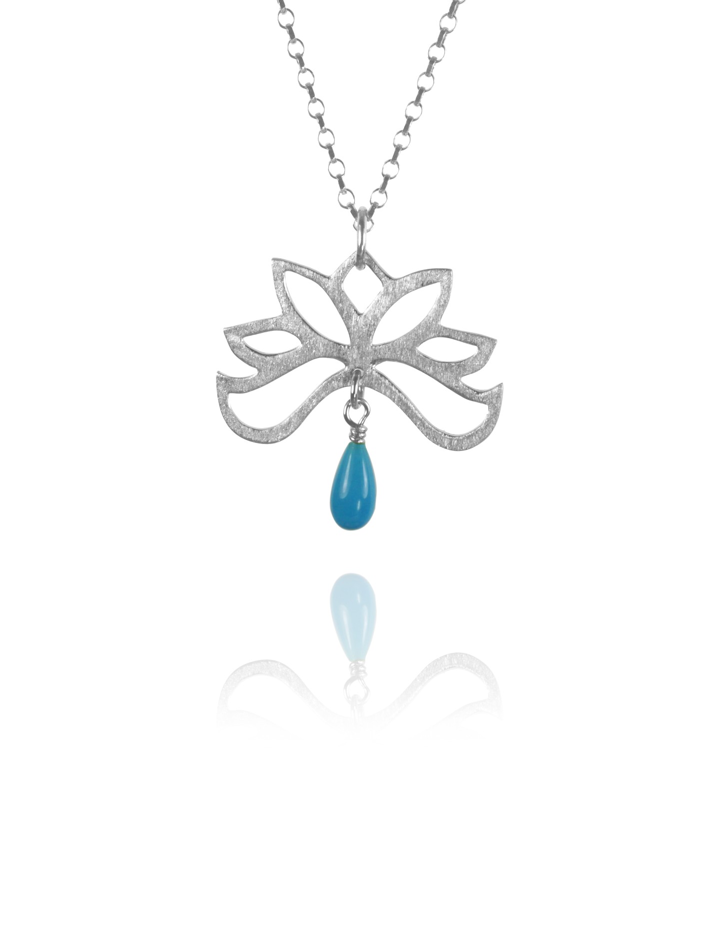 Bloom half necklace silver turquoise 82703T 1