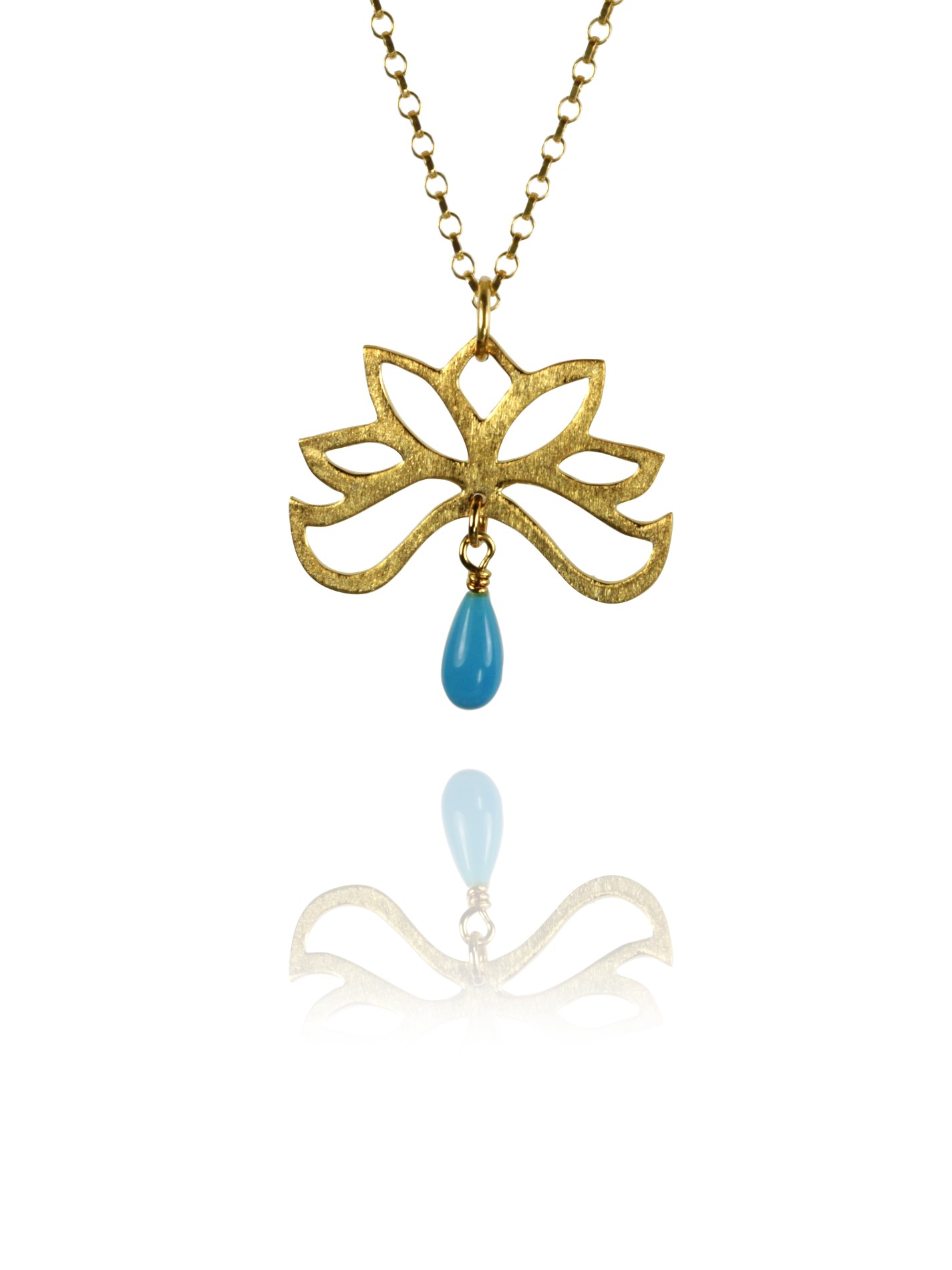 Bloom half necklace silver vermeil turquoise 82703GT 1