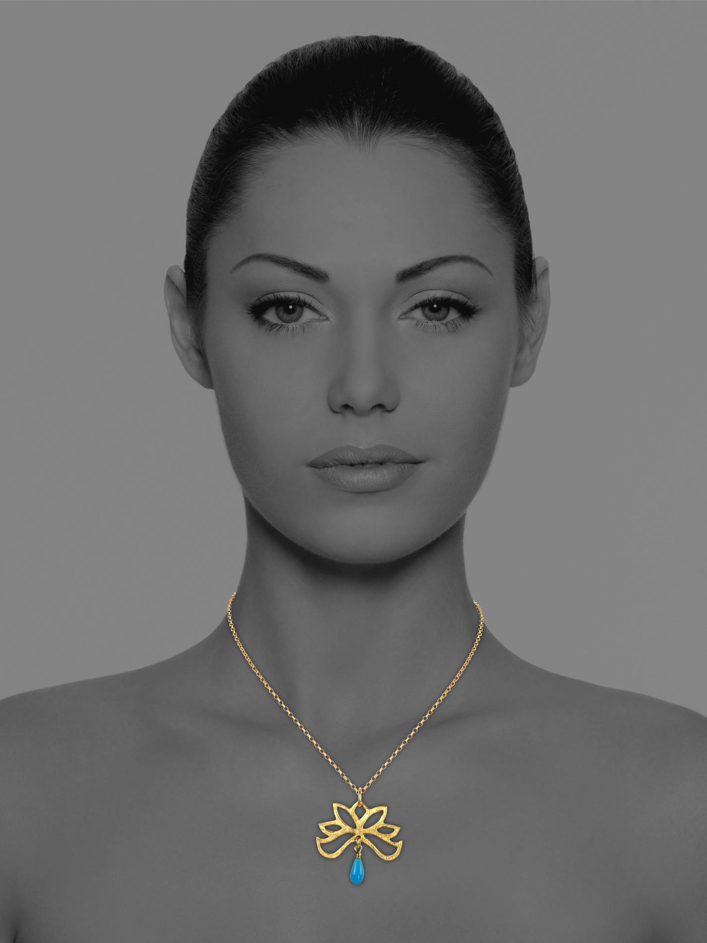 Bloom half necklace silver vermeil turquoise 82703GT 2