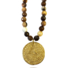 Coin long necklace faceted agate silver vermeil