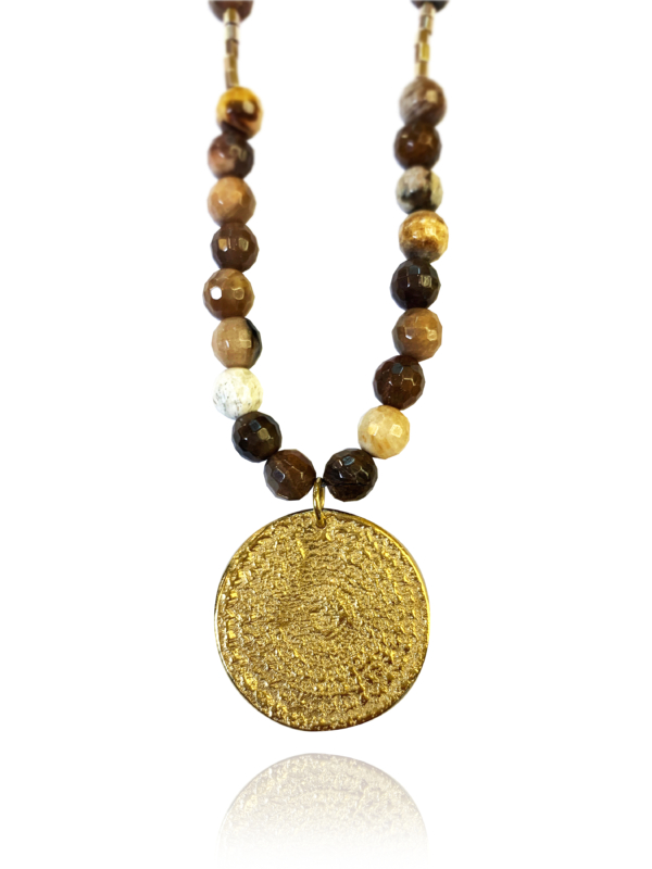 Unique Dome Long Agate Vermeil Necklace