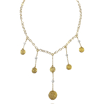 Coin necklace vermeil silver pearl pyrite