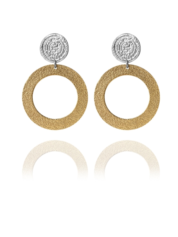 Coins Disc silver vermeil large earrings