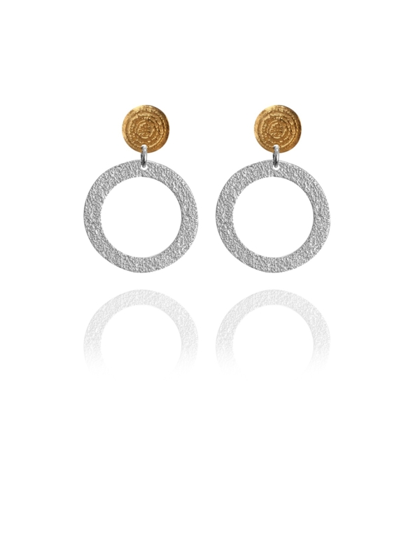 Coins Disc vermeil silver small earrings