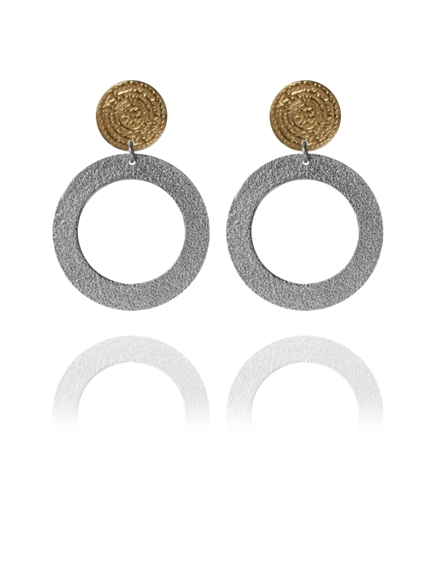 Coins Disc vermeil silver large earrings