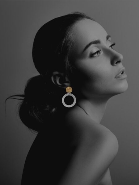 Coins Disc vermeil silver large earrings