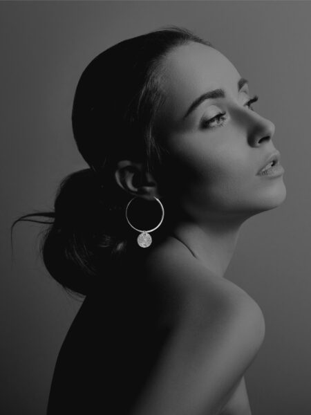 Coins Hoop silver large earrings
