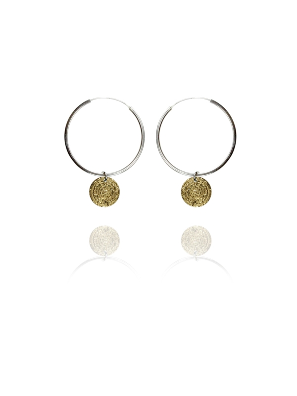 Coins Hoop vermeil silver large earrings