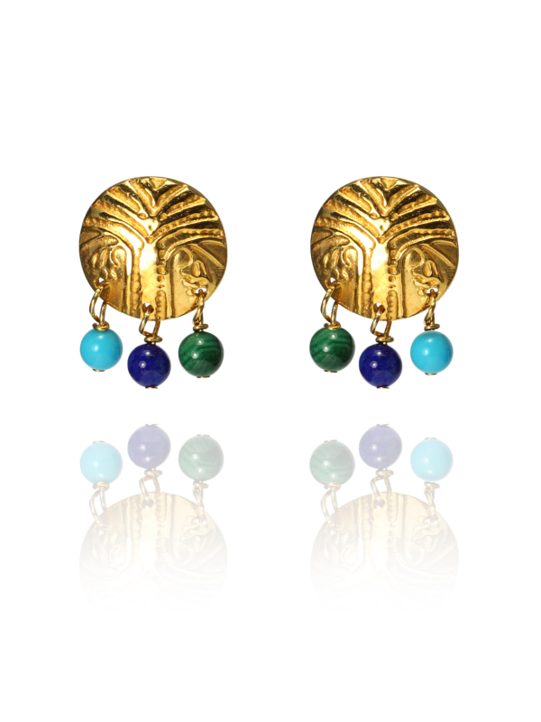 Egypt Earth earrings silver vermeil turquoise lapis malachite