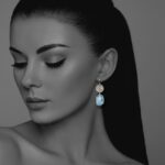 Hope Large earrings silver faceted aquamarine