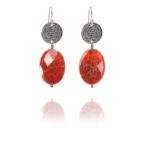 Hope Large earrings silver faceted burnt agate
