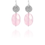 Hope Large earrings silver rose quartz