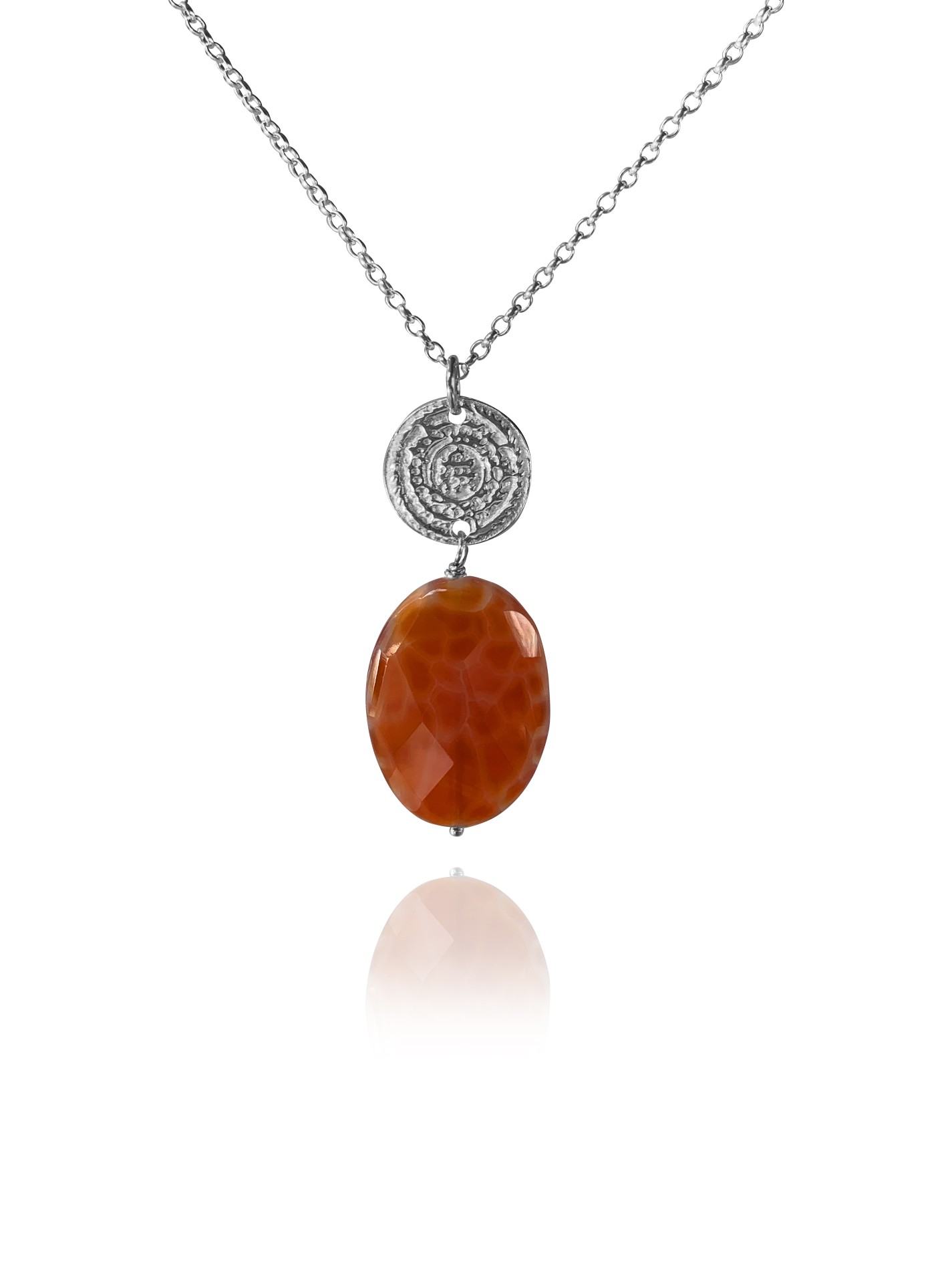 Hope Large necklace silver burnt agate 82436 1