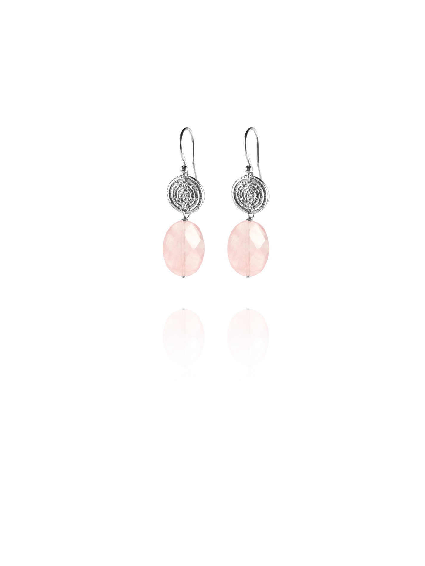 Hope Small earrings silver faceted rose quartz FS