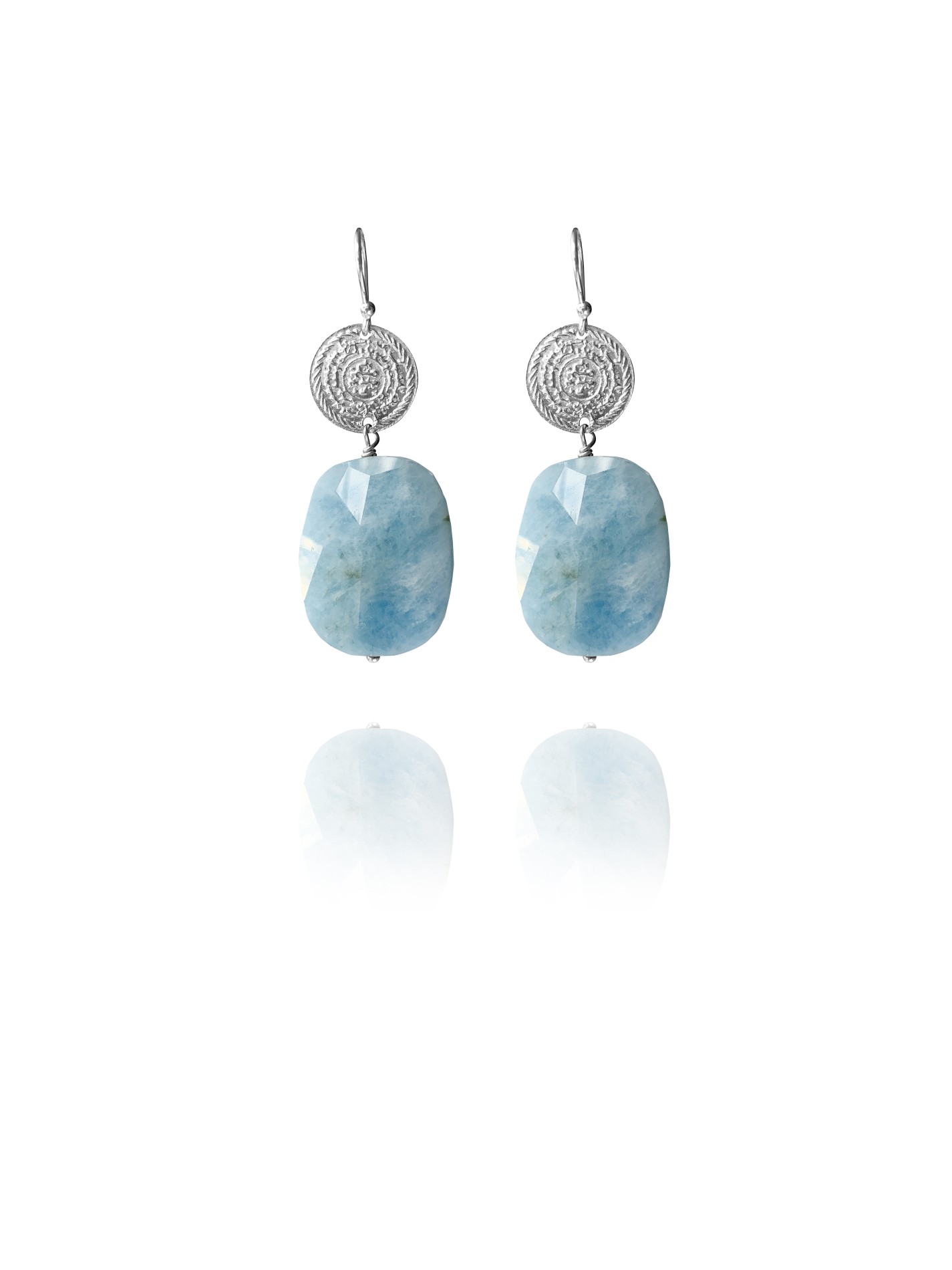 Hope Xlarge earrings silver faceted aquamarine XL