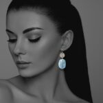 Hope Xlarge earrings silver faceted aquamarine XL