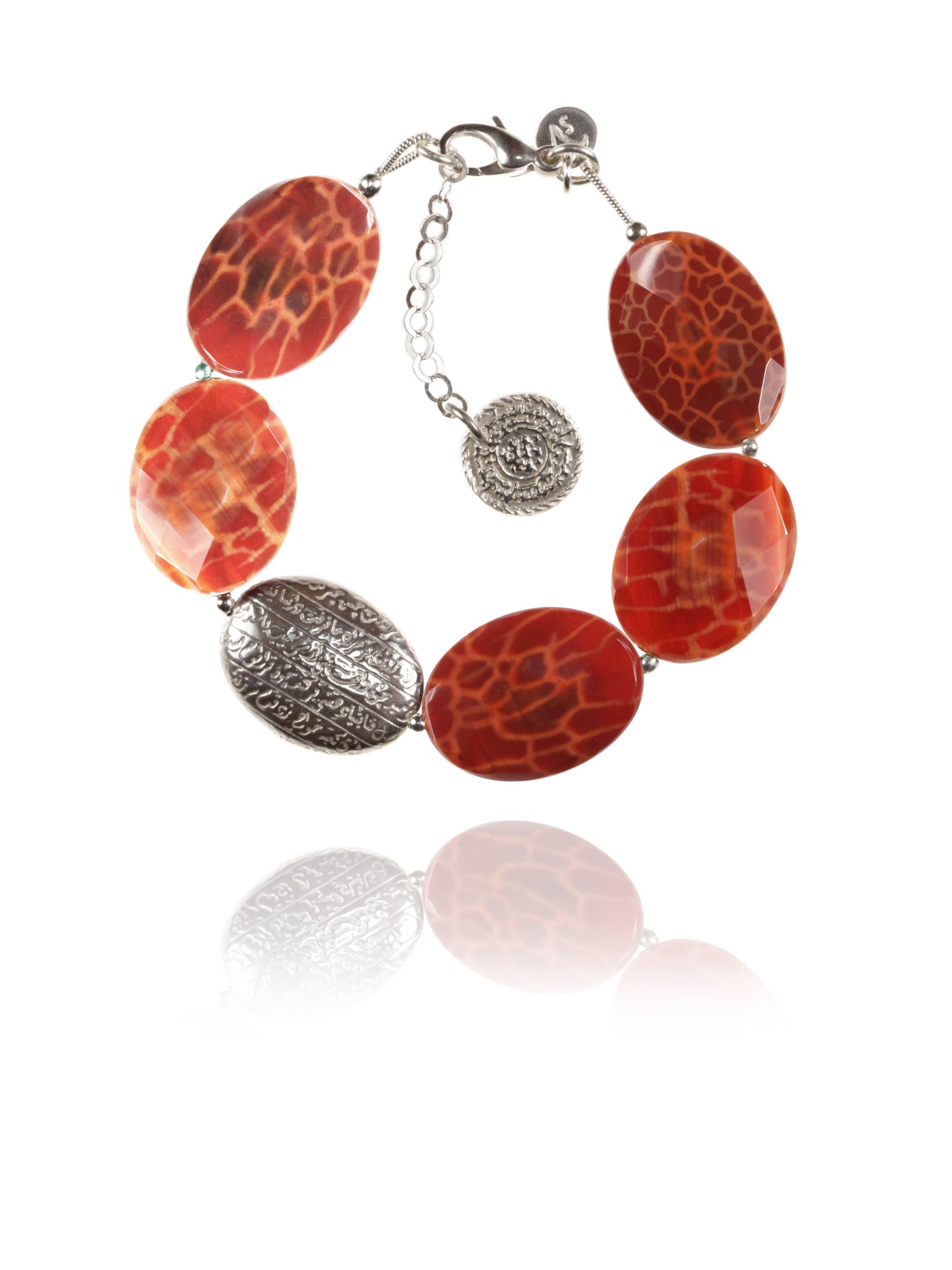 Hope bracelet silver faceted burnt agate 62428 1
