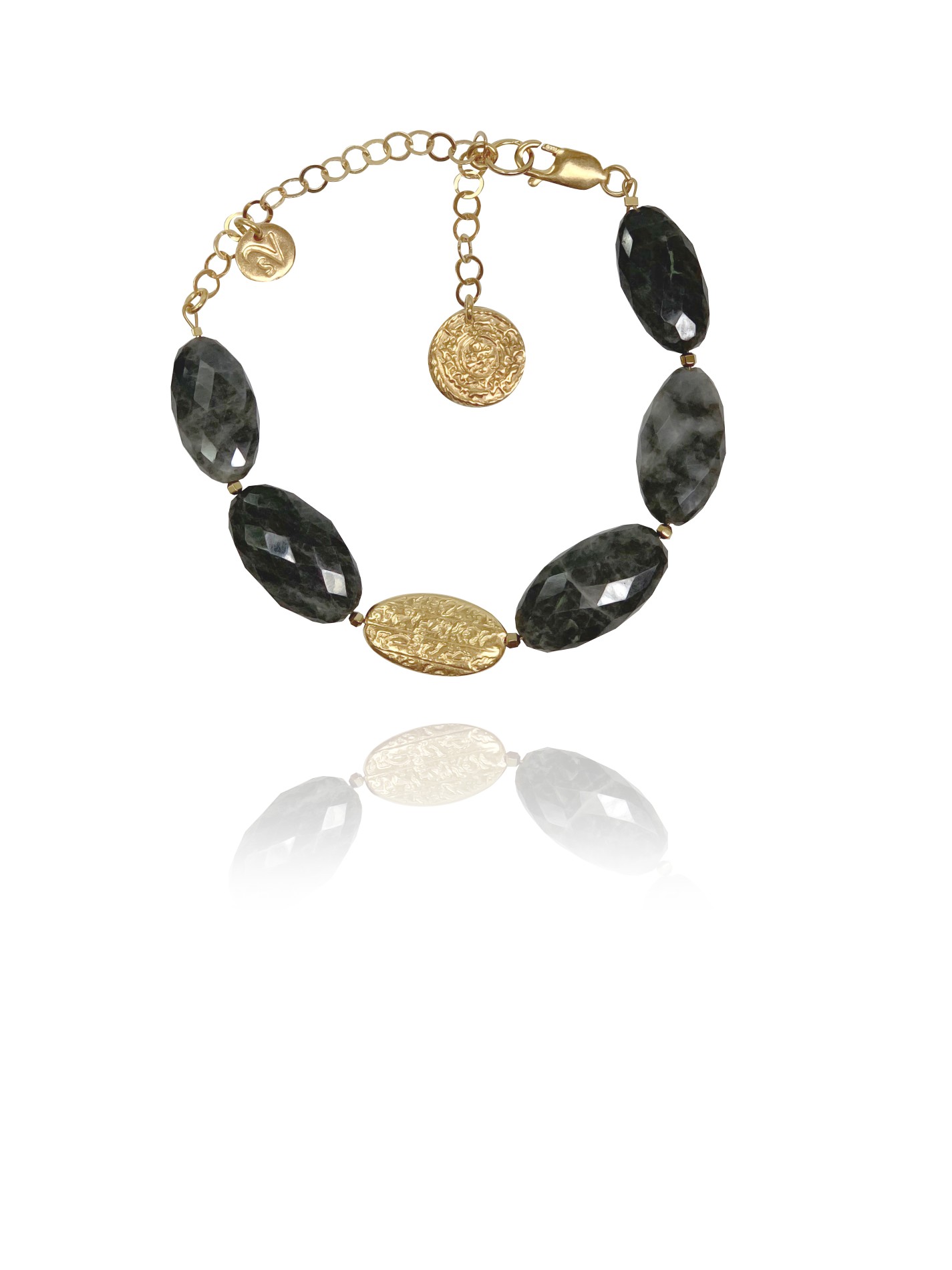 Hope bracelet silver vermeil faceted grey quartz 62435 1