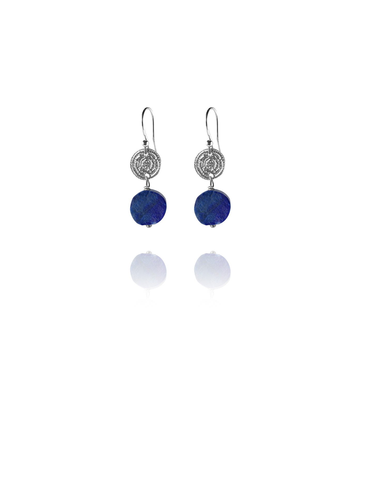 Hope earrings silver round rough lapis
