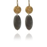 Hope earrings silver vermeil faceted grey quartz