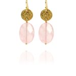 Hope earrings silver vermeil faceted rose quartz GF