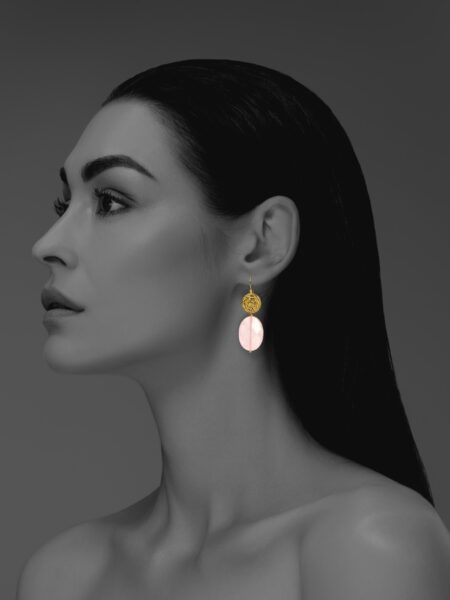 Hope faceted rose quartz vermeil earrings