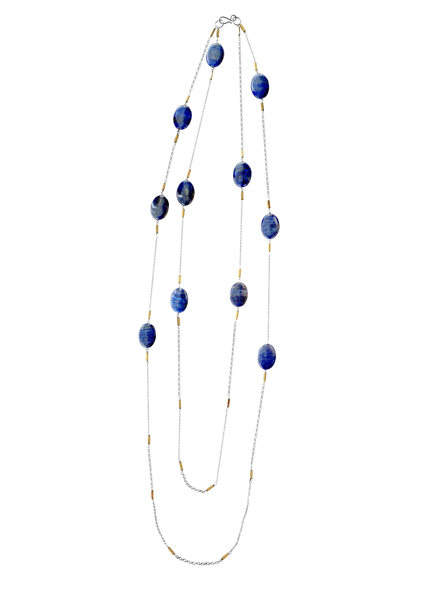 Hope long necklace silver lapis pyrite 82421 1