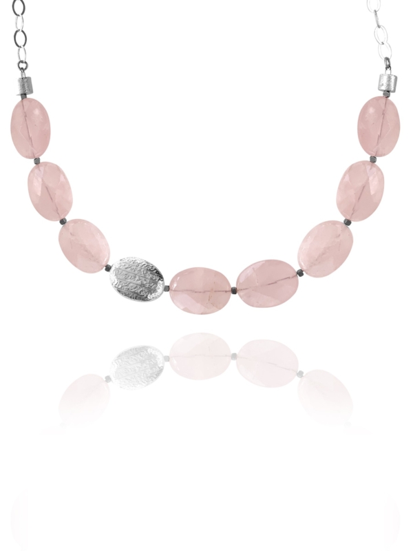 Hope necklace silver faceted rose quartz 82429 1