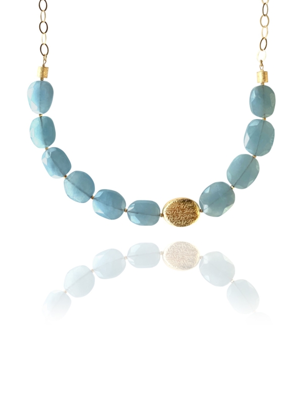 Hope necklace silver vermeil faceted aquamarine 82432G 1