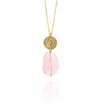 Hope necklace silver vermeil faceted rose quartz 82434G 1