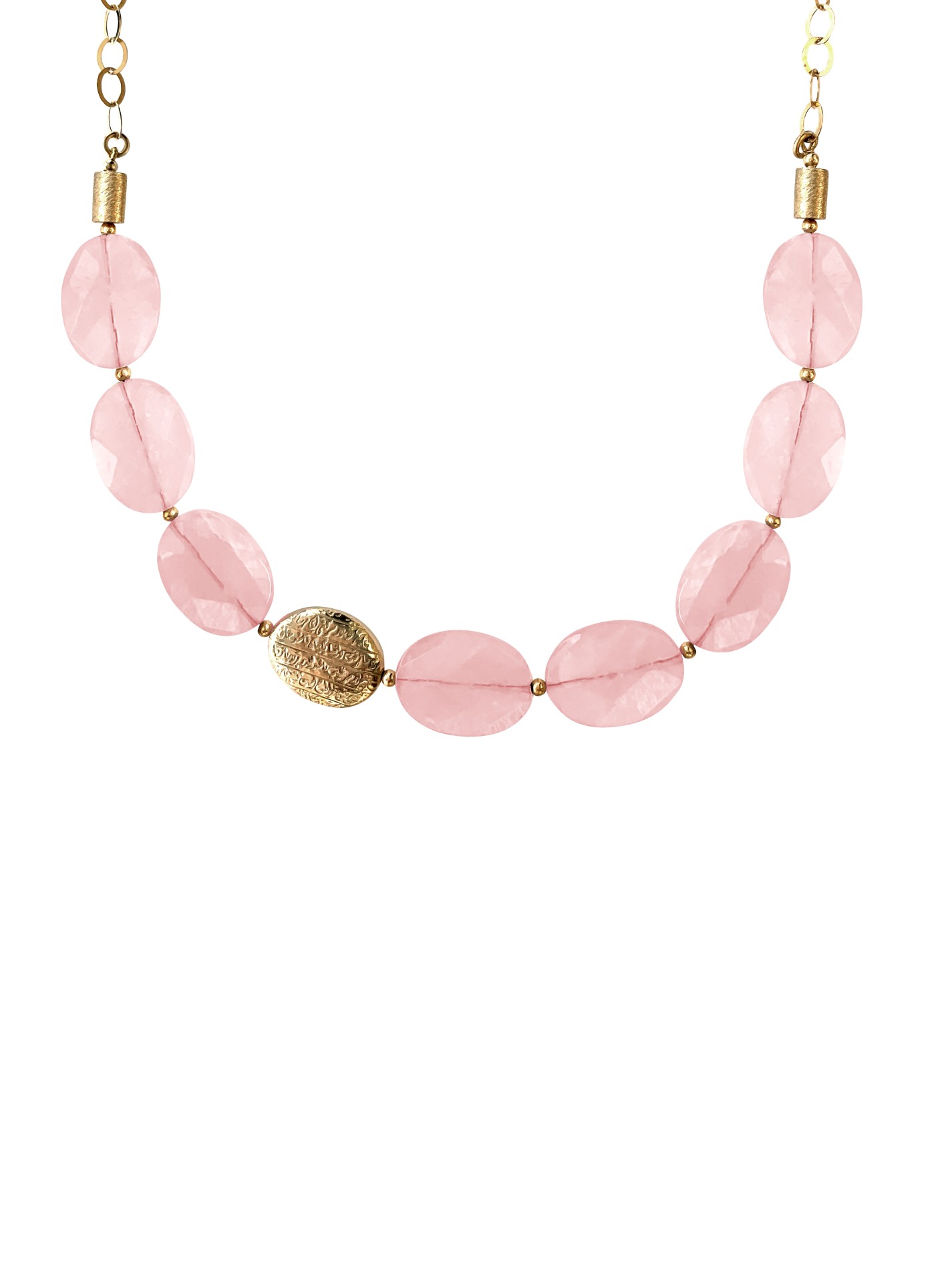 Hope necklace silver vermeil faceted rose qurtaz 82429G 1