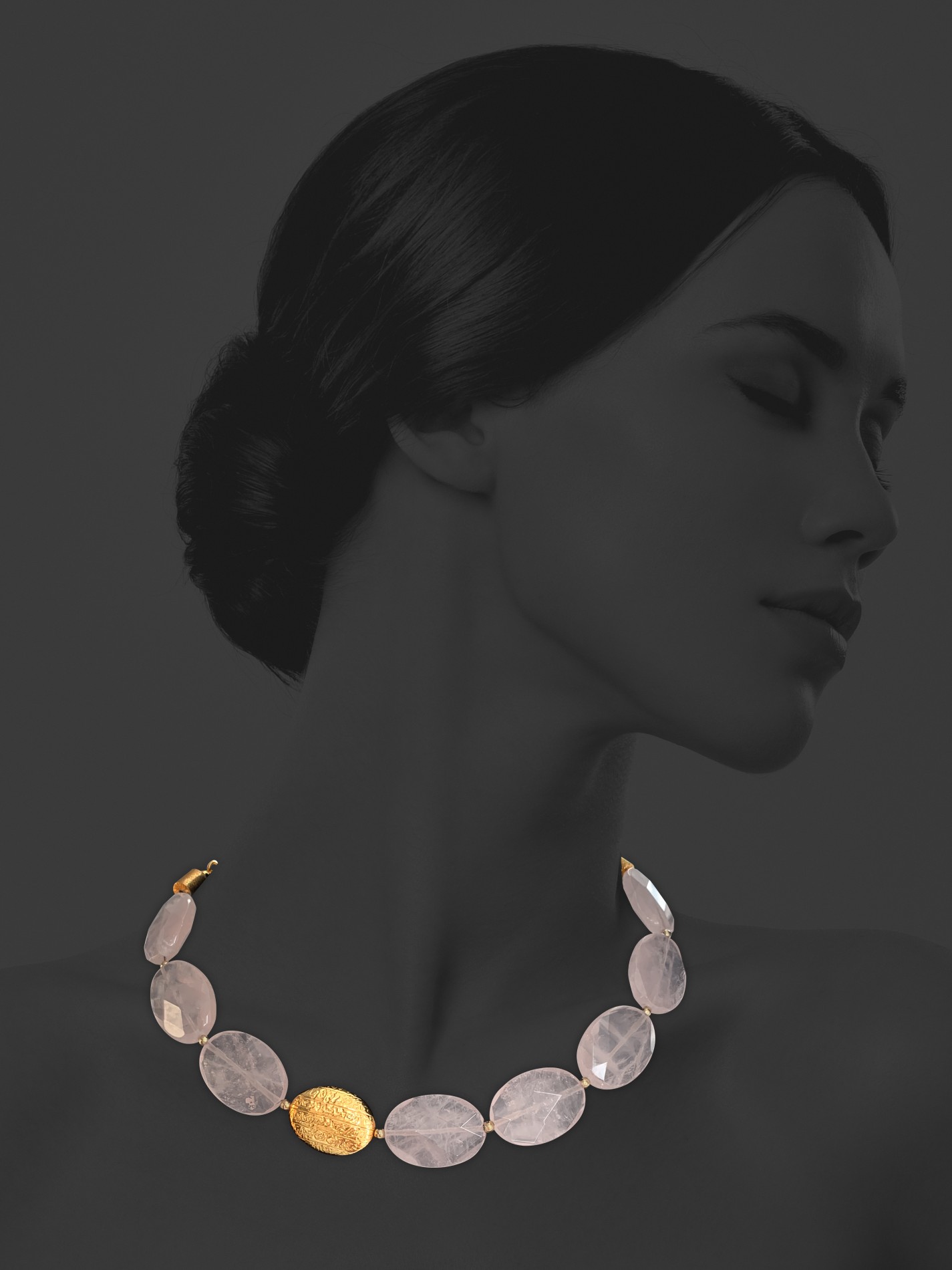 Hope necklace silver vermeil faceted rose qurtaz 82429G 3