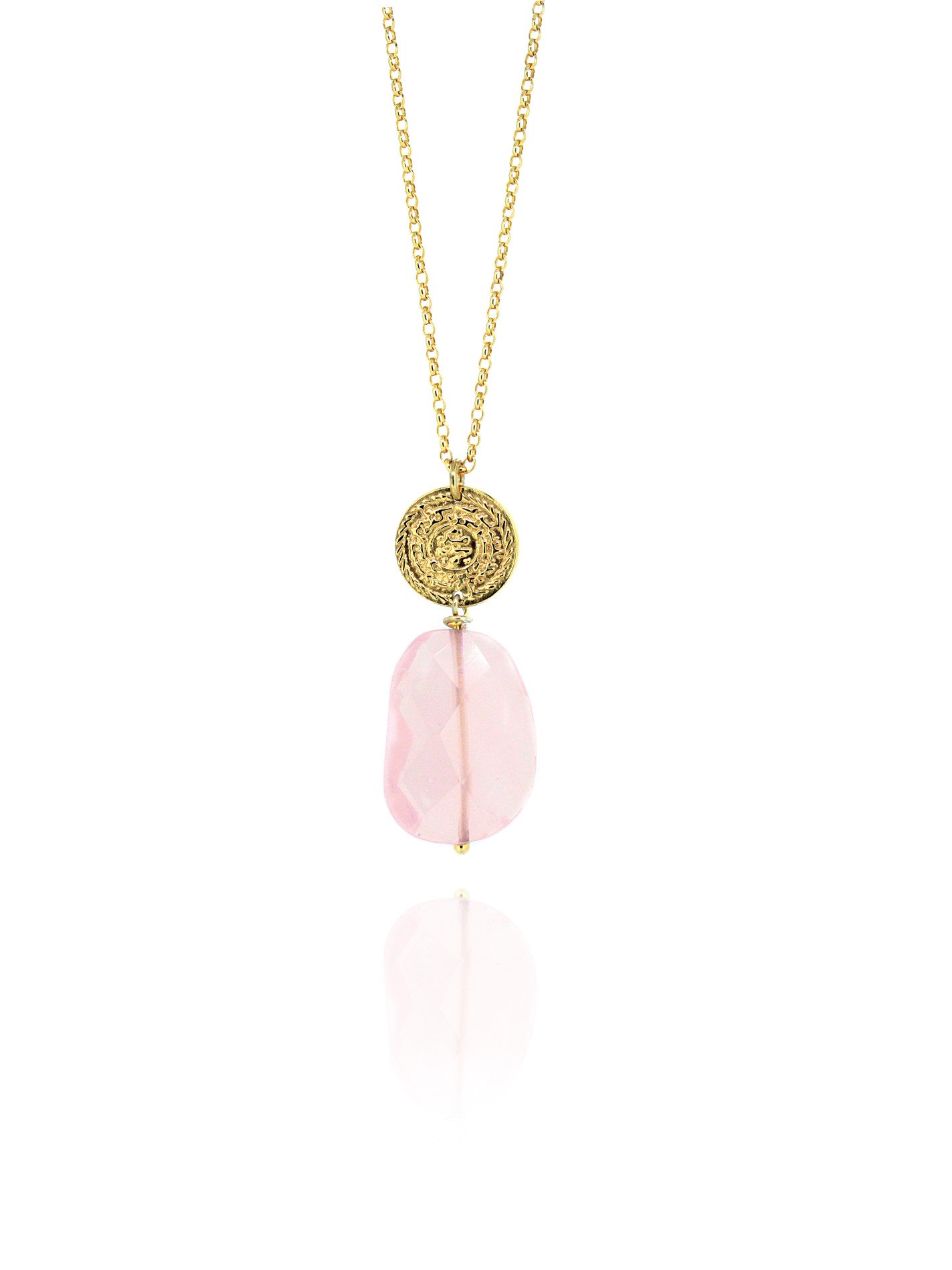 Hope necklace silver vermeil faceted rose qurtaz 82434G 1